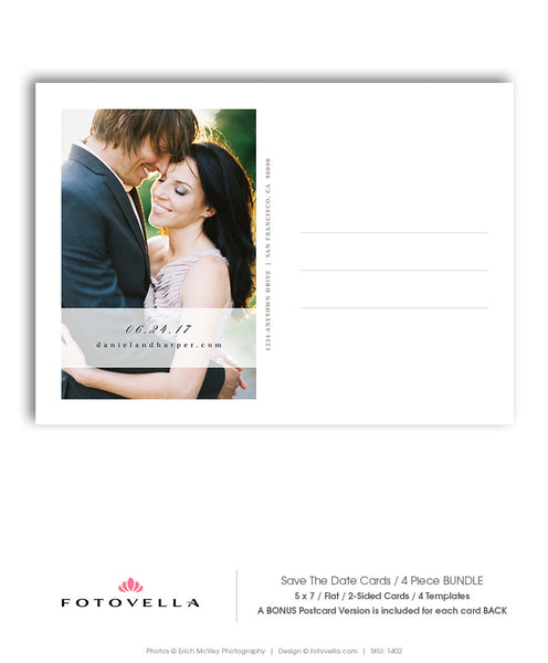 Save The Date Template - 4 Card Bundle #3 - 1402