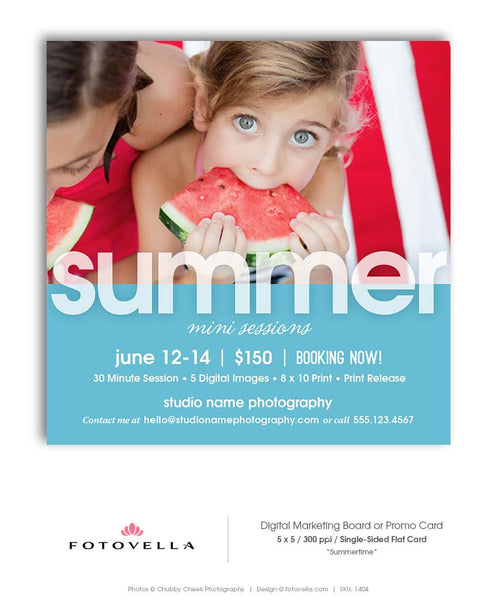 Mini Session Marketing Board - Summer Mini Sessions - SUMMERTIME - 1404
