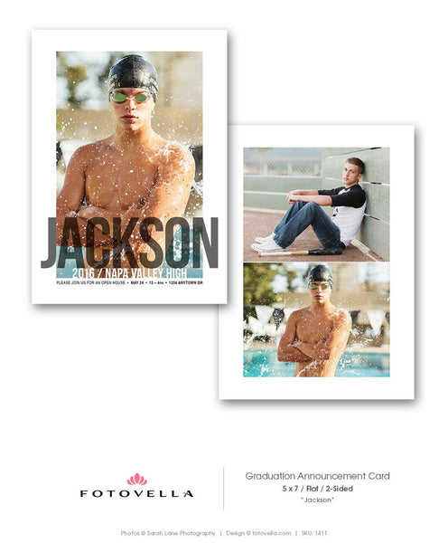 Senior Graduation Announcement Template - Senior Photography - 5x7 Card  - JACKSON - 1411