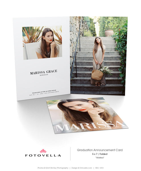 Senior Graduation Card - Senior Photography Template - 5x7 Folded Card - For Photographers - Photoshop Required - MARISSA - 1413
