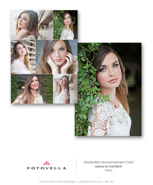 Senior Graduation Announcement Card - Graduation Open House - 5x7 Flat Card - For Photographers - Photoshop Required - OLIVIA - 1412