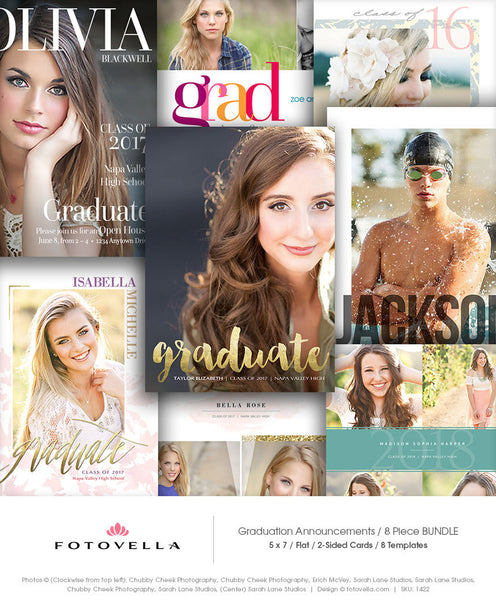 Senior Graduation Invitation Template - Senior Grad Cards - 8 Pack Bundle - 1422