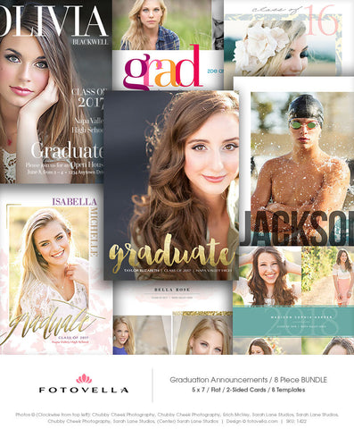 Senior Graduation Invitation Template - Senior Grad Cards - 8 Pack Bundle - 1422