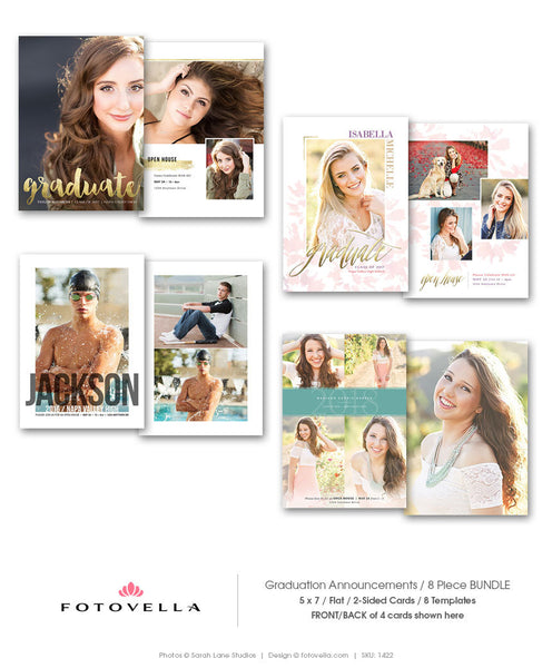Senior Graduation Invitation Template - Senior Grad Cards - 8 Pack Bundle - 1422