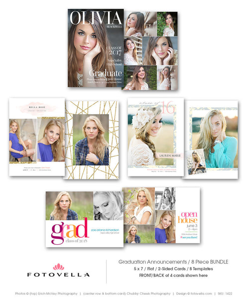 Senior Graduation Invitation Template - Senior Grad Cards - 8 Pack Bundle - 1422