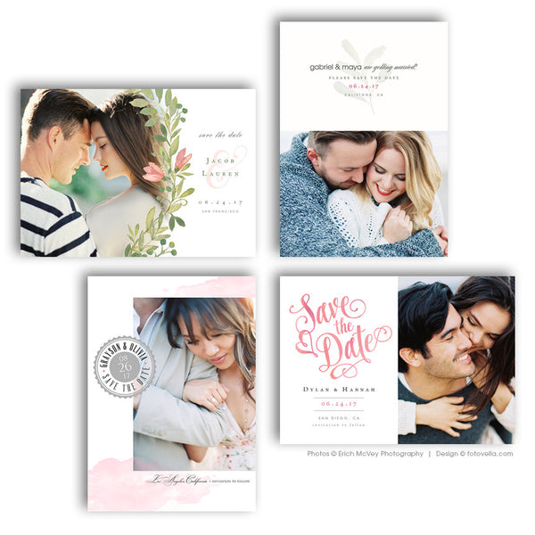 Save The Date Template - 4 Card Bundle #1 - 1400