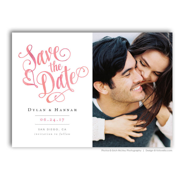 Save The Date Template - 5x7 Photo Card Photoshop Template - DYLAN & HANNAH - 1389