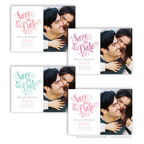 Save The Date Template - 5x7 Photo Card Photoshop Template - DYLAN & HANNAH - 1389
