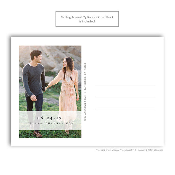 Save The Date Template - 5x7 Photo Card Photoshop Template - DYLAN & HANNAH - 1389
