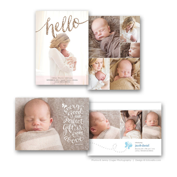 Birth Announcement Cards - 4 Piece Bundle 1 - 1468