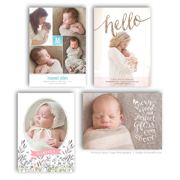 Birth Announcement Cards - 4 Piece Bundle 1 - 1468