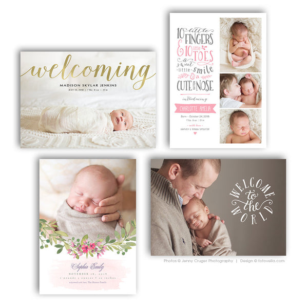 Birth Announcement Cards - 4 Card Bundle 2 - 1469