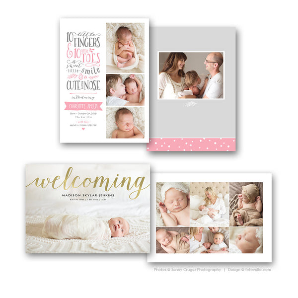 Birth Announcement Cards - 4 Card Bundle 2 - 1469