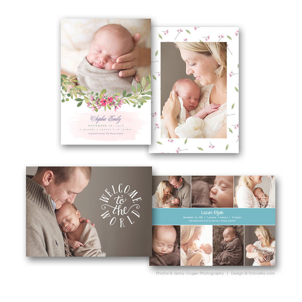 Birth Announcement Cards - 4 Card Bundle 2 - 1469