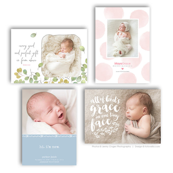 Birth Announcement Cards - 4 Card Bundle #3 - 1470
