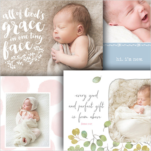 Birth Announcement Cards - 4 Card Bundle #3 - 1470