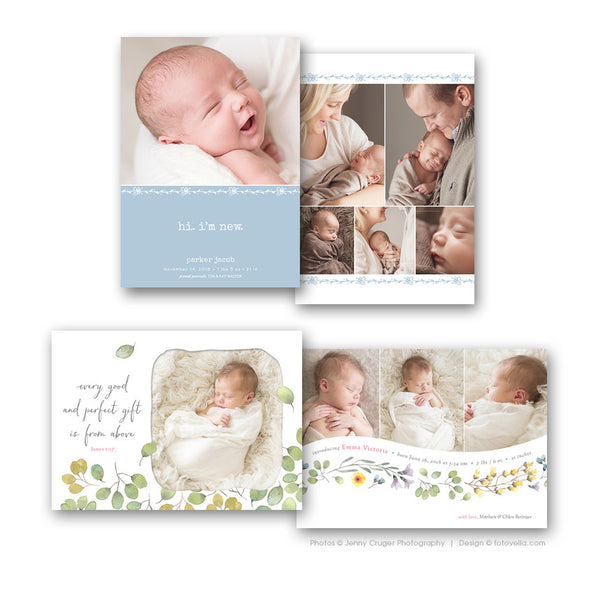 Birth Announcement Cards - 4 Card Bundle #3 - 1470
