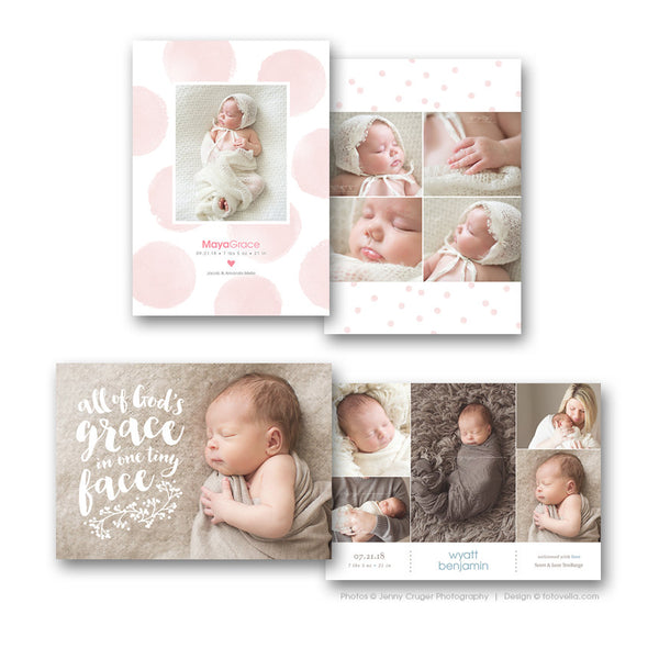 Birth Announcement Cards - 4 Card Bundle #3 - 1470