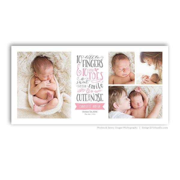 Photo Collage Storyboard - Baby Love - Newborn Birth Story Collage 20x10 - BABY CHARLOTTE - 1474