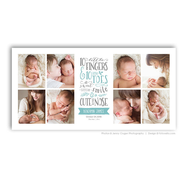 Photo Collage Storyboard - Baby Love - Newborn Birth Story Collage 20x10 - BABY CHARLOTTE - 1474