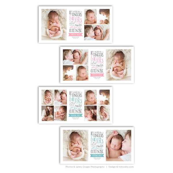 Photo Collage Storyboard - Baby Love - Newborn Birth Story Collage 20x10 - BABY CHARLOTTE - 1474