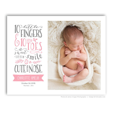 Photo Collage Storyboard - Baby Love - Newborn Birth Story Collage 16x20 - BABY CHARLOTTE - 1475