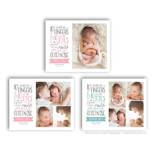 Photo Collage Storyboard - Baby Love - Newborn Birth Story Collage 16x20 - BABY CHARLOTTE - 1475