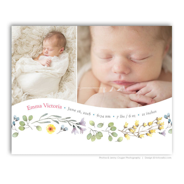 Storyboard Template - 16x20 Photo Collage -  Baby Love Newborn Birth Story Collage - BABY EMMA - 1476