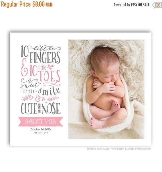 Photo Collage Storyboard - Baby Love - Newborn Birth Story Collage 16x20 - BABY CHARLOTTE - 1475