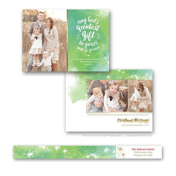 Christian Religious Christmas Card Template - Photoshop Template for Photographers - GREATEST GIFT - 1481