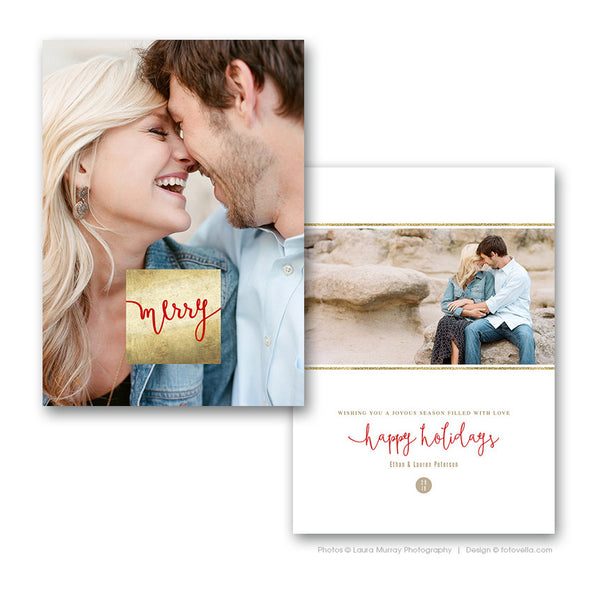 Holiday Card Template for Photographers - Photoshop Template - 5x7 Card - MERRY - 1486