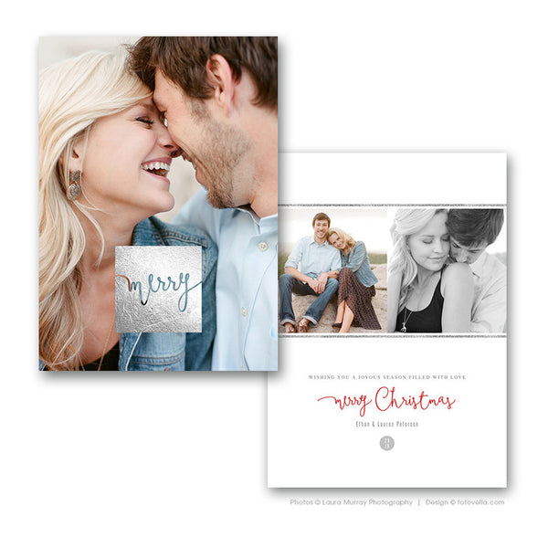 Holiday Card Template for Photographers - Photoshop Template - 5x7 Card - MERRY - 1486