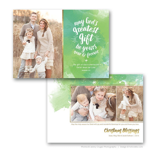 Christian Religious Christmas Card Template - Photoshop Template for Photographers - GREATEST GIFT - 1481