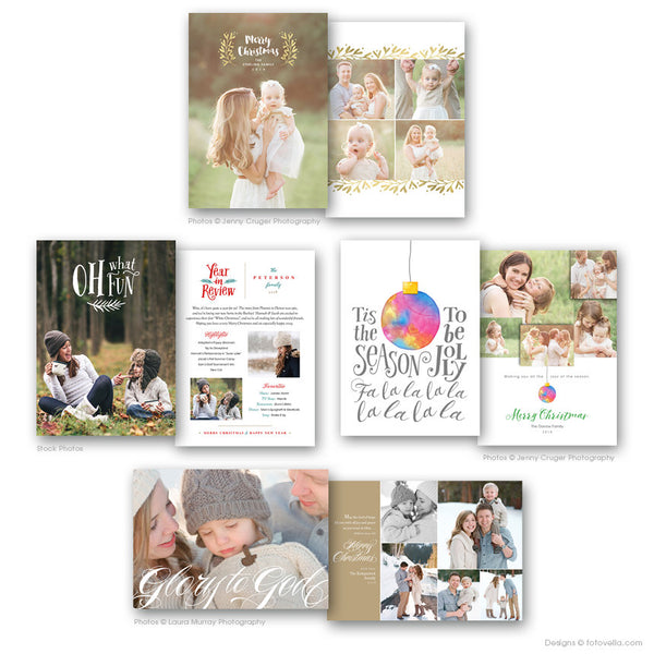 Christmas Card Template Collection for Photographers - 12 Card Bundle - 1489