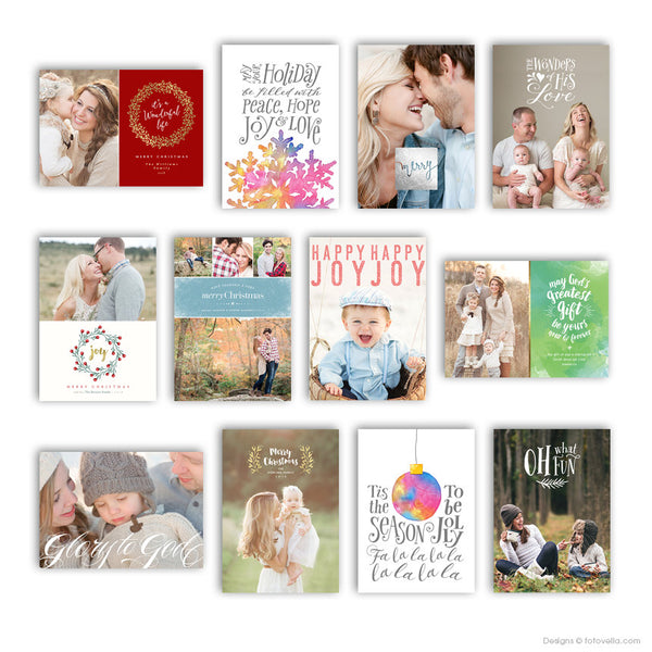 Christmas Card Template Collection for Photographers - 12 Card Bundle - 1489