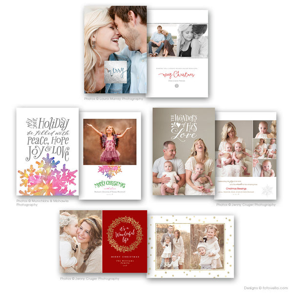 Christmas Card Template Collection for Photographers - 12 Card Bundle - 1489