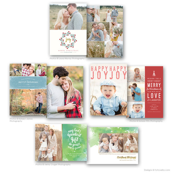 Christmas Card Template Collection for Photographers - 12 Card Bundle - 1489