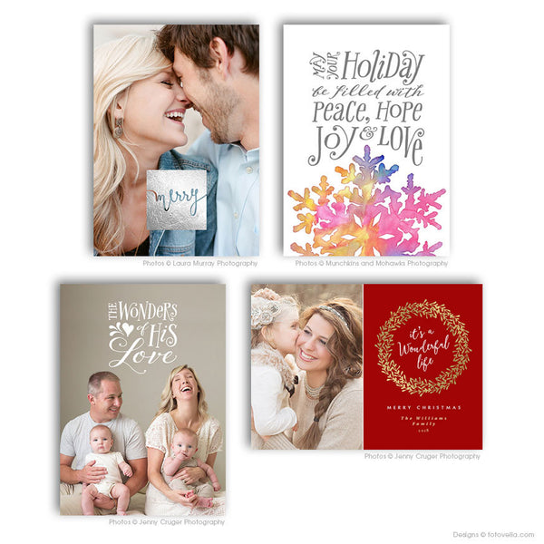 Holiday Card Templates Bundle for Photographers - 4 Card Bundle - 1491