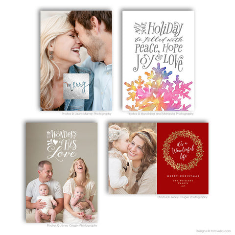 Holiday Card Templates Bundle for Photographers - 4 Card Bundle - 1491
