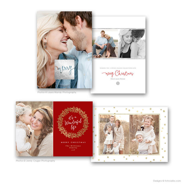 Holiday Card Templates Bundle for Photographers - 4 Card Bundle - 1491