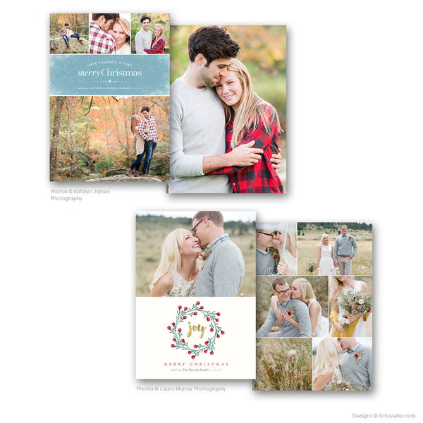 Holiday Photo Card Template Bundle for Photographers - 4 Card Bundle - 1492