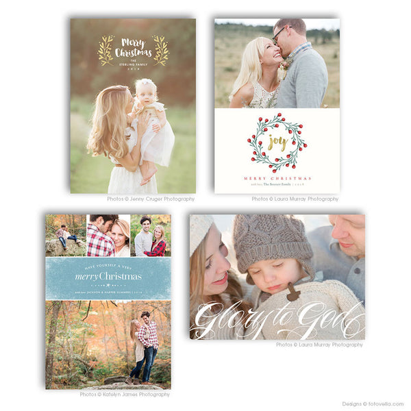Holiday Photo Card Template Bundle for Photographers - 4 Card Bundle - 1492