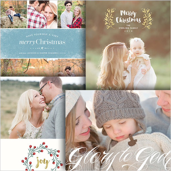 Holiday Photo Card Template Bundle for Photographers - 4 Card Bundle - 1492