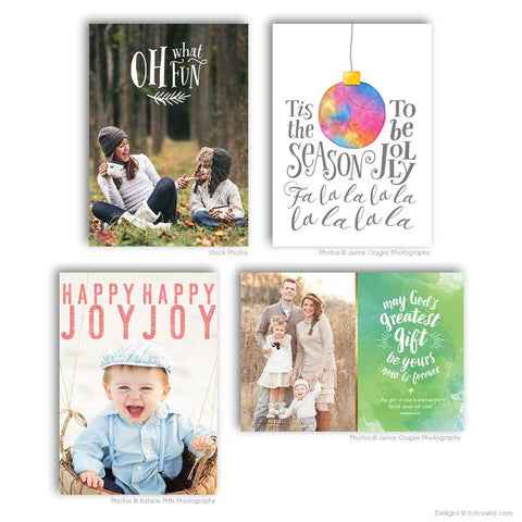Christmas Card Templates Bundle for Photographers - 4 Card Bundle - 1493