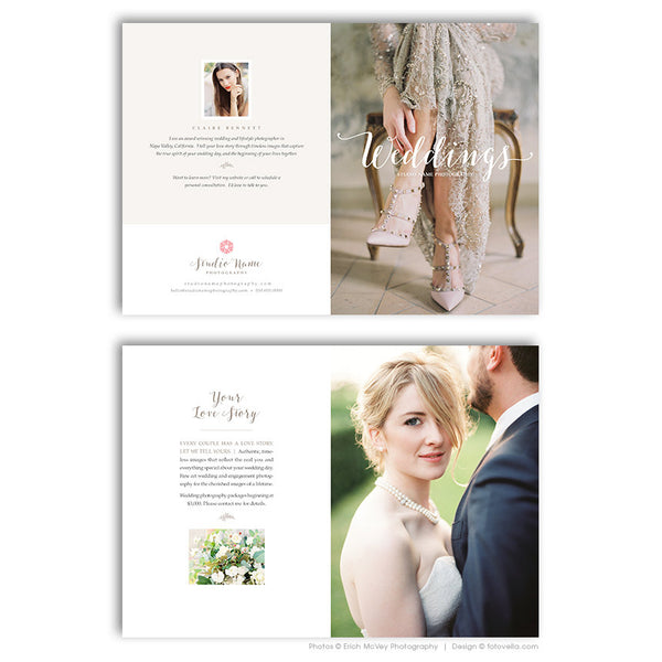 Wedding Photographer Marketing Template - Folded Wedding Photography Promo Card - 5x7 Vertical - BLISS - 1495