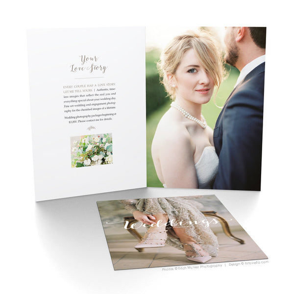 Wedding Photographer Marketing Template - Folded Wedding Photography Promo Card - 5x7 Vertical - BLISS - 1495