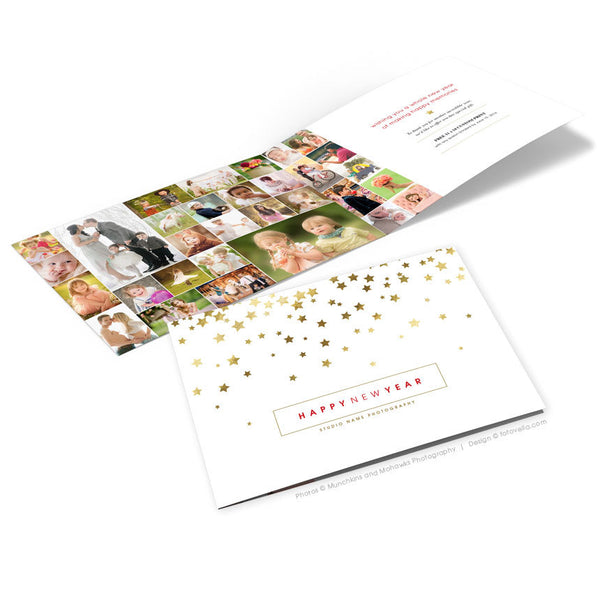 Thank You Card Templates - Year End Folded Thank You Card Template For Photographers - STARS - 1498