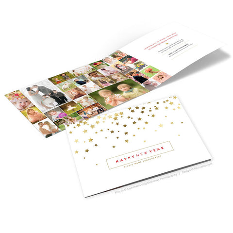 Thank You Card Templates - Year End Folded Thank You Card Template For Photographers - STARS - 1498