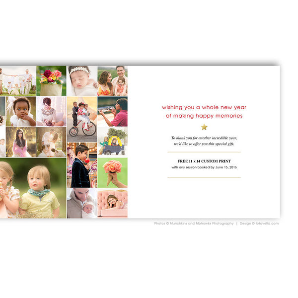 Thank You Card Templates - Year End Folded Thank You Card Template For Photographers - STARS - 1498
