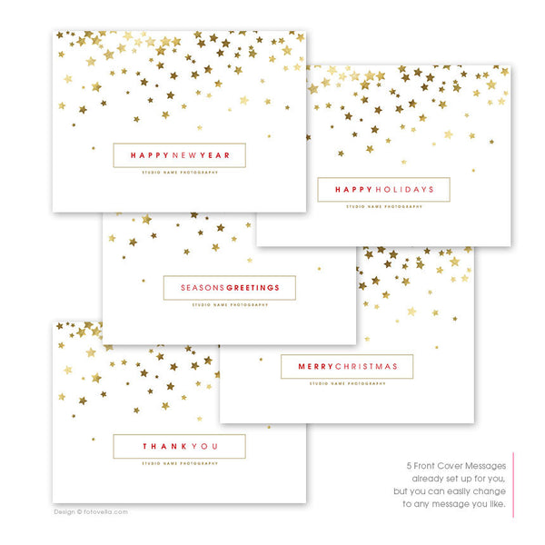 Thank You Card Templates - Year End Folded Thank You Card Template For Photographers - STARS - 1498